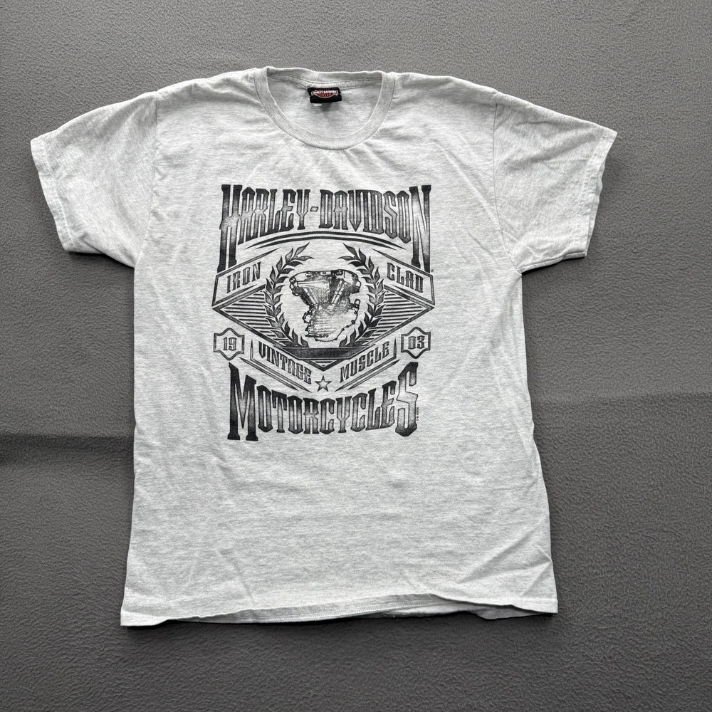 Harley-Davidson Shirt Mens Medium Gray Vintage Muscle Motorcycles Arrowhead Tee